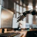Automated stock trading bot managing investments on a computer.